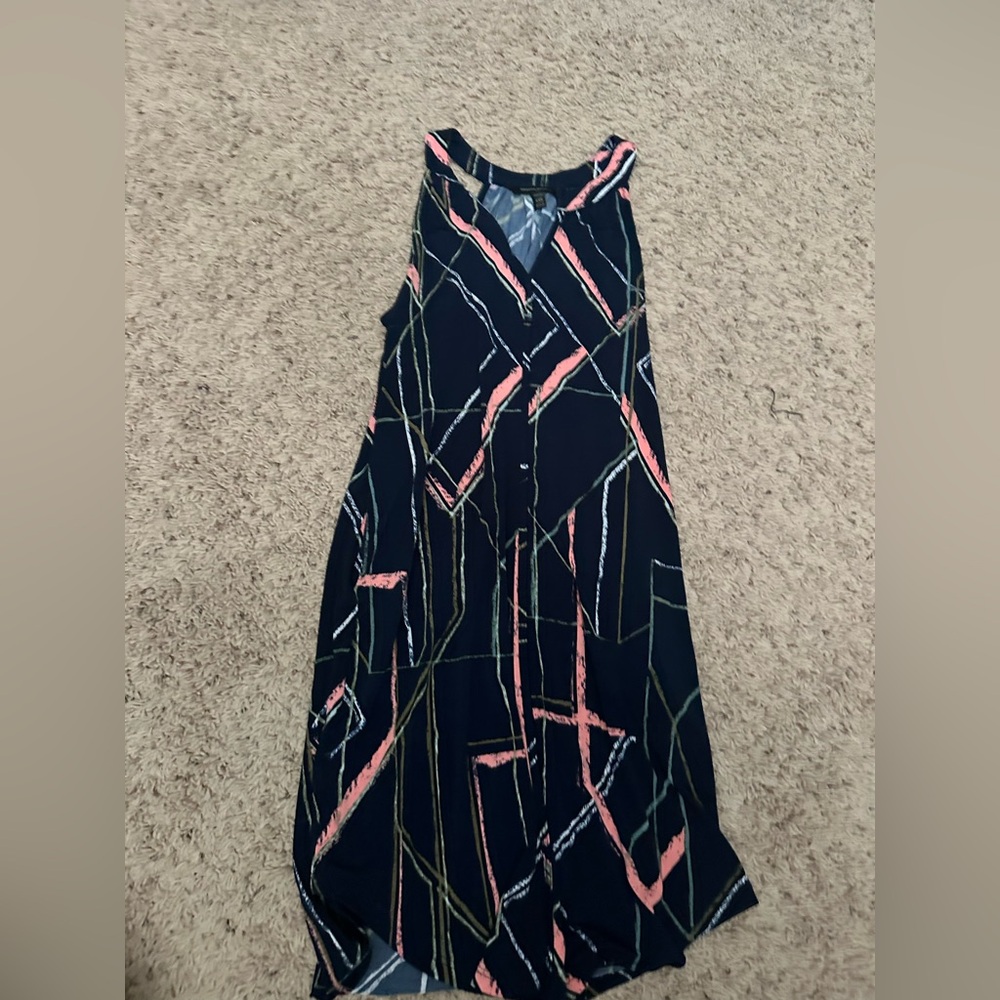 Banana Republic Abstract Patterned Navy Dress XXSP